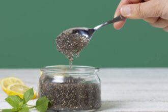 A jar of chia seeds