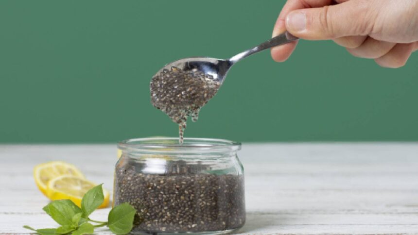 A jar of chia seeds