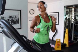 Christel running on a treadmill