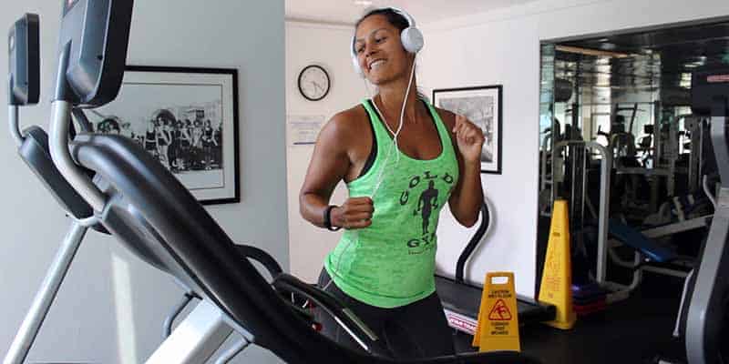 Christel running on a treadmill