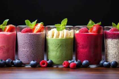 Glasses of fruit smoothies