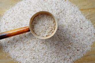 Psyllium husk with a spoon