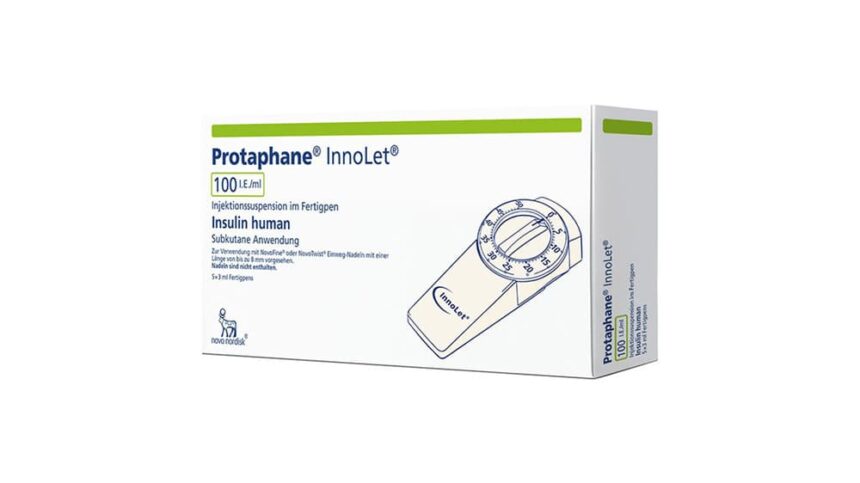 A box of Protaphane InnoLet human insulin