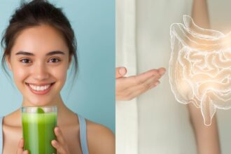 Woman drinking juice