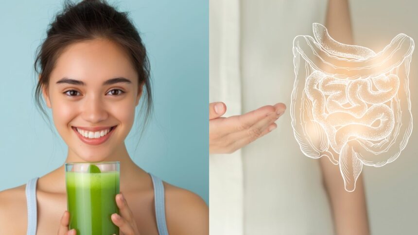 Woman drinking juice