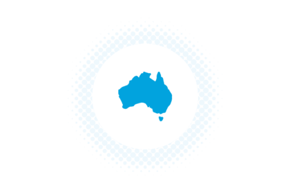 Blue map of australia on a grey background