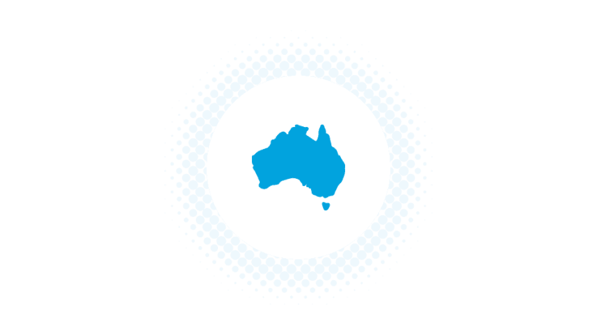 Blue map of australia on a grey background