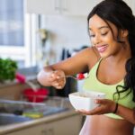 A woman having breakfast